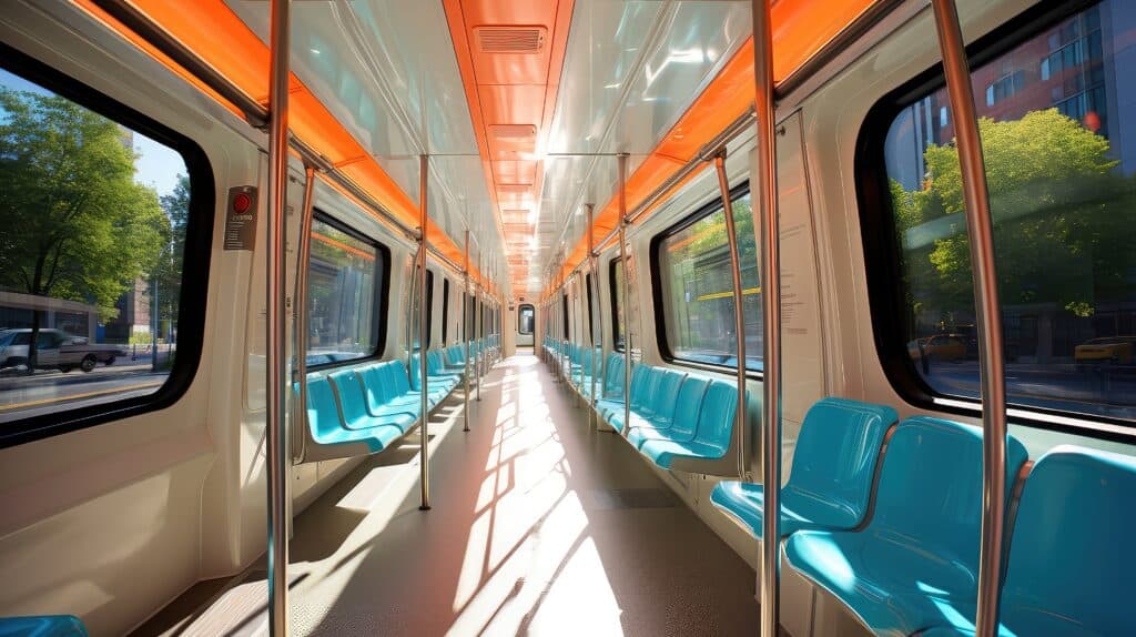 interior of light rail train