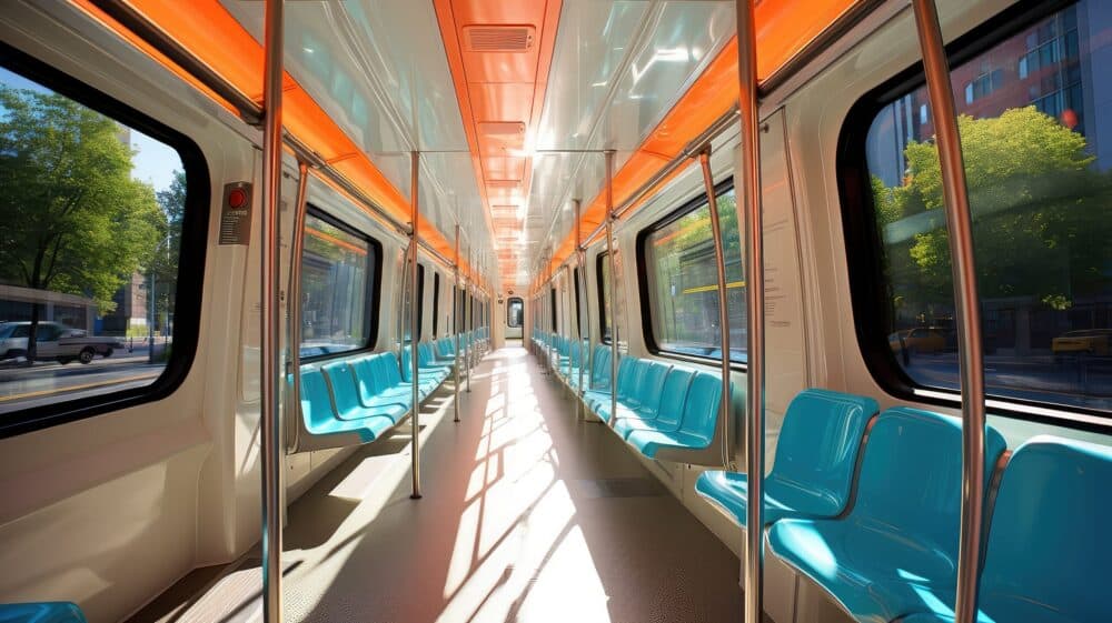 interior of light rail train