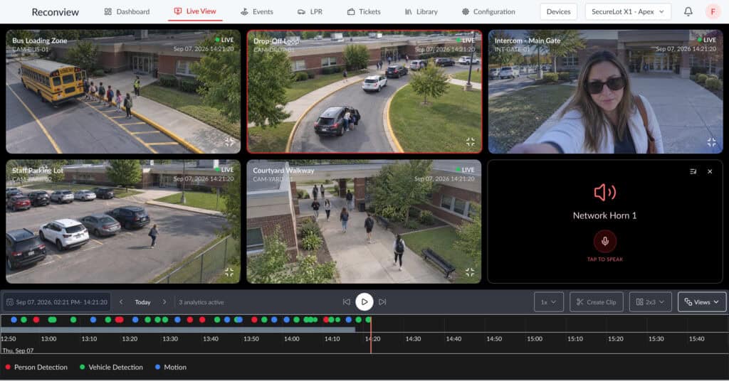 Sparix Ai Live View screenshot on school campus
